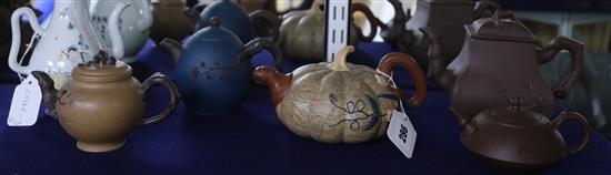 Five Chinese Yixing teapots and a Republic period wine pot